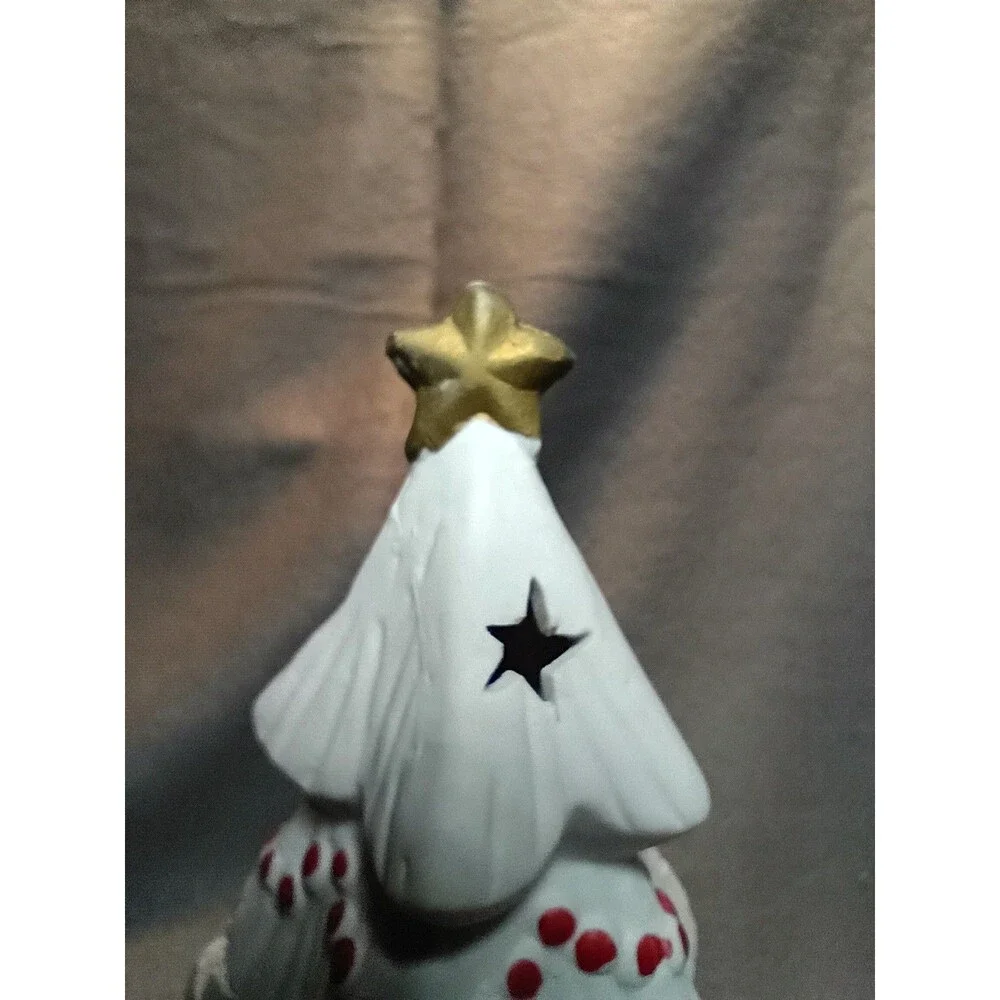 Vintage White Porcelain Lighted Christmas Tree Teddy Bears 9